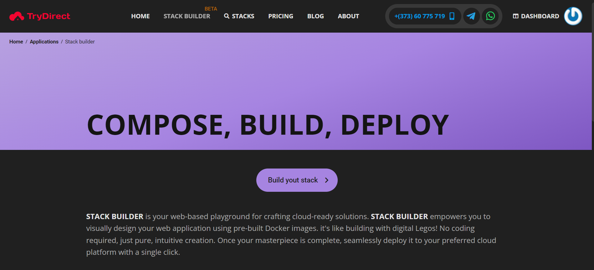 image: Click build your stack