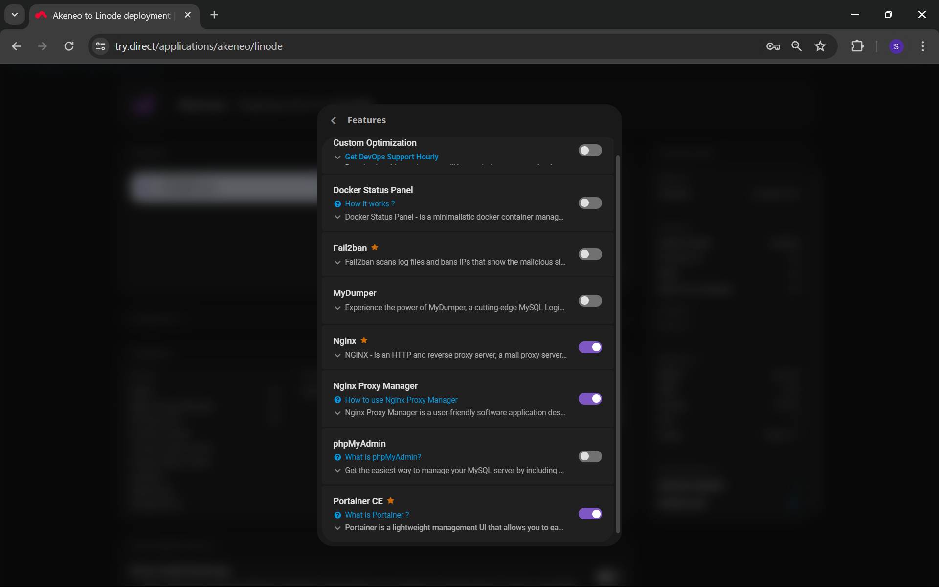 image: Choose Nginx, Nginx Proxy Manager, Portainer