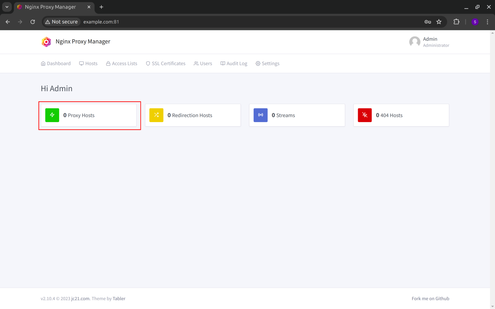 image: Nginx Proxy Managers - Proxy Hosts