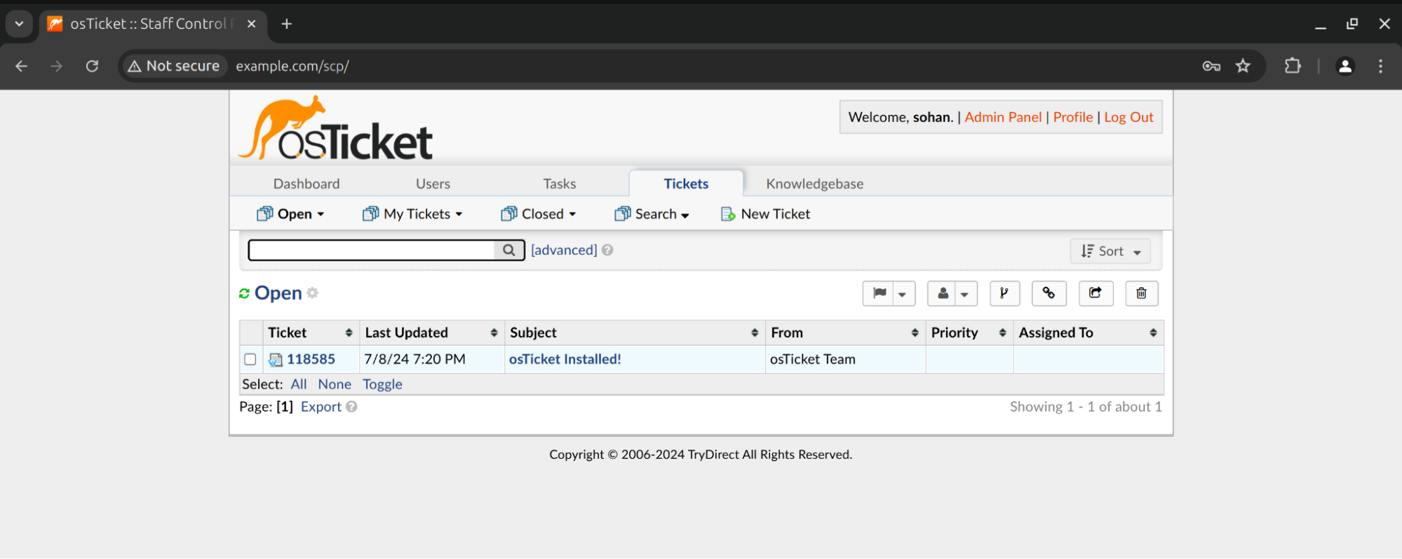 image: osTicket | Admin Dashboard